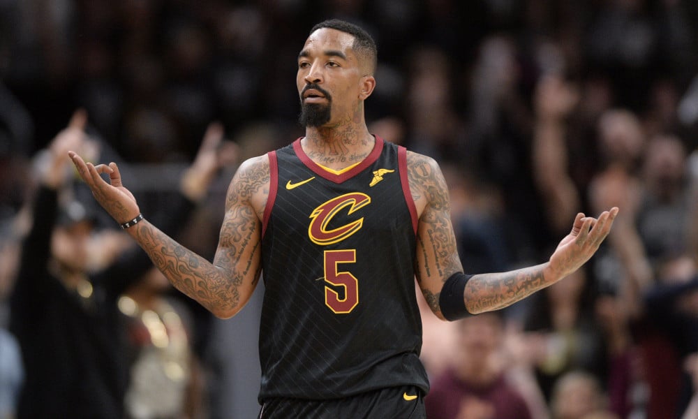 Jr Smith in Cavs jersey free agent signing with the Lakers LA to join LeBron James and his faction of greats Anthony Davis Orlando Restart Season