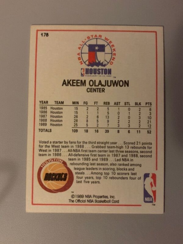 NBA 1989 Akeem Olajuwon Card